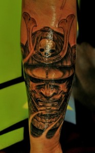 Oni Mask Tattoo Forearm