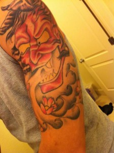 Oni Mask Tattoo Sleeve