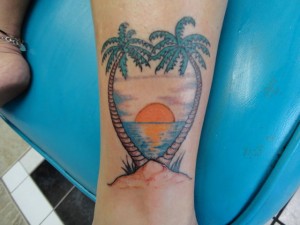 Palm Tree Sunset Tattoo