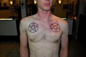 Pentagram Tattoo on Chest