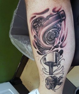 Piston Tattoo on Leg