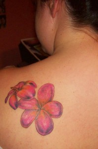 Plumeria Tattoo on Shoulder
