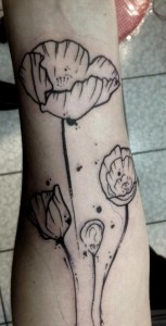 Poppy Tattoo Black and White