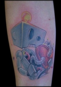 Robot Tattoo on Forearm