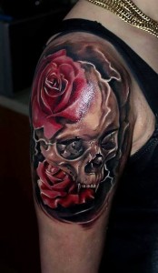 Rose and Skull Tattoos