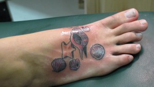 Seashell Tattoos on Foot