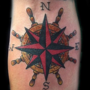 Ship Wheel Compass Tattoo