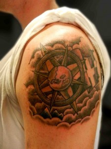Ship Wheel Tattoo Shoulder