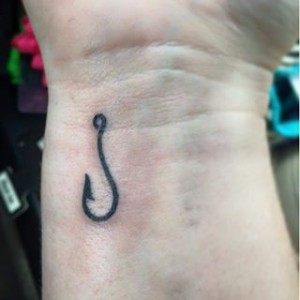 Simple Fish Hook Tattoo