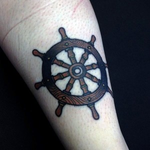 Simple Ship Wheel Tattoo
