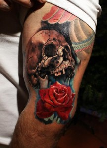 Skull and Rose Tattoo