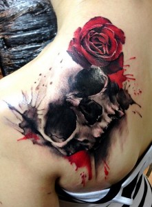 Skull and Rose Tattoos