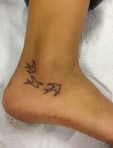 Small Bird Tattoos on Ankle