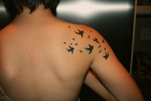 Small Bird Tattoos on Shoulder