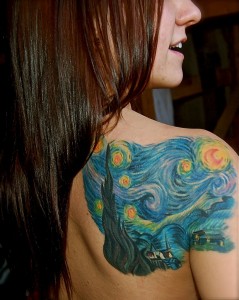 Starry Night Back Tattoo