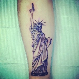 Statue of Liberty Gas Mask Tattoo