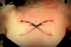 Sword Tattoos on Chest