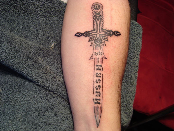 Sword Tattoo On Forearm