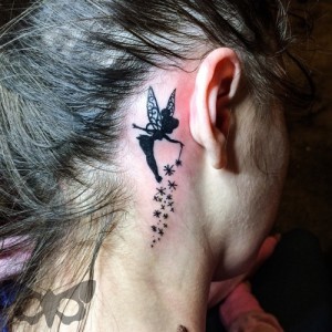 Tinkerbell Tattoo Behind Ear