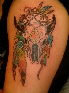 Traditional Bull Skull Tattoo