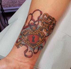 Traditional Heart Locket Tattoo