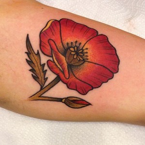 Traditional Poppy Tattoo