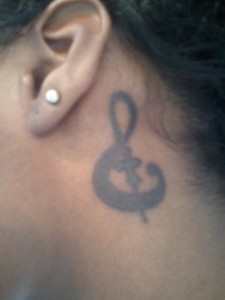 Treble Clef Cross Tattoo