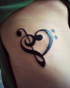 Treble Clef Heart Tattoo