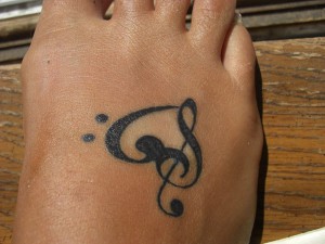 Treble Clef Tattoo on Foot
