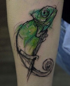 Watercolor Chameleon Tattoo