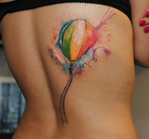 Watercolor Hot Air Balloon Tattoo