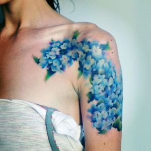 Watercolor Hydrangea Tattoo