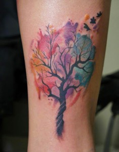 Watercolor Oak Tree Tattoo