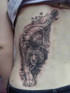 White Tiger Tattoo on Ribs