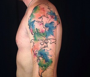 World Map Tattoo Arm