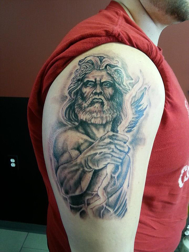 Today I got to finish tattooing this Zeus portrait that I started 2yrs ago.  Most of it is healed so I just had to finish off the top left hand corner.  I... |