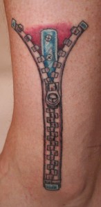 Zipper Tattoo on Leg