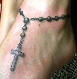 Ankle Rosary Tattoo