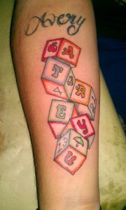 Baby Name Tattoos on Forearm