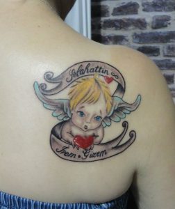 Baby Name Tattoos on Shoulder