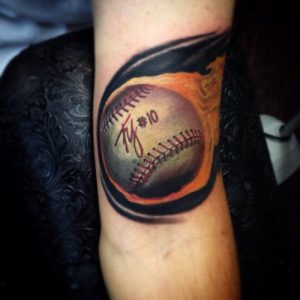 Baseball Tattoos on Elbow