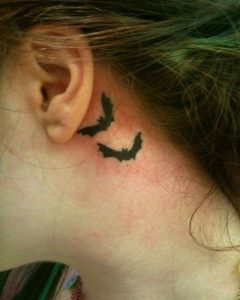 Bat Tattoo Behind Ear
