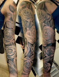 Black Rose Sleeve Tattoo