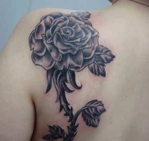 Black Rose Tattoo on Shoulder