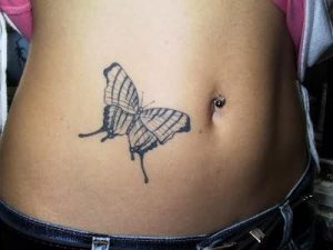 Butterfly Tattoo on Stomach