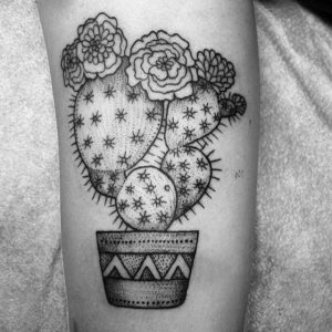 Cactus Tattoo Black and White