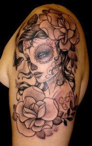 Candy Skull Girl Tattoo