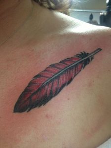 Cardinal Feather Tattoo