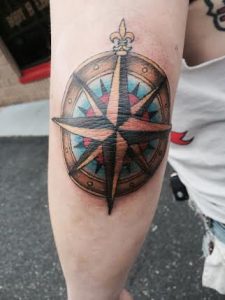 Compass Elbow Tattoo