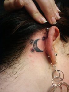 Crescent Moon Tattoo Behind Ear